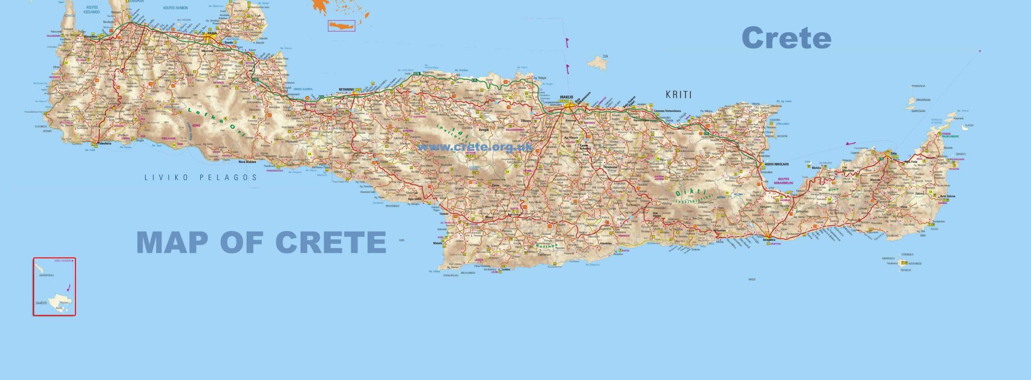 Where is Crete Map of Crete island Greece